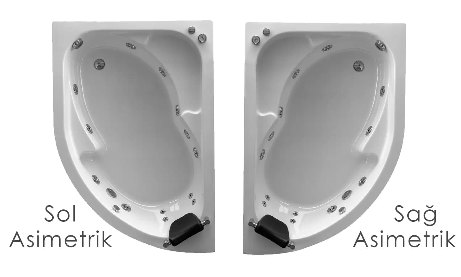 Asimetrik Jakuzi 110 X 160 H 55 — Tek Kişilik Jakuziler
